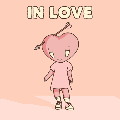 Cartoon Girl With Heart on Head In Love