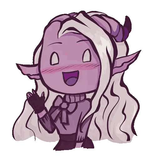 Cartoon Girl with Horns and Purple Hair