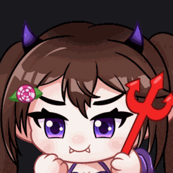 Cartoon Girl with Horns Holding Red Trident