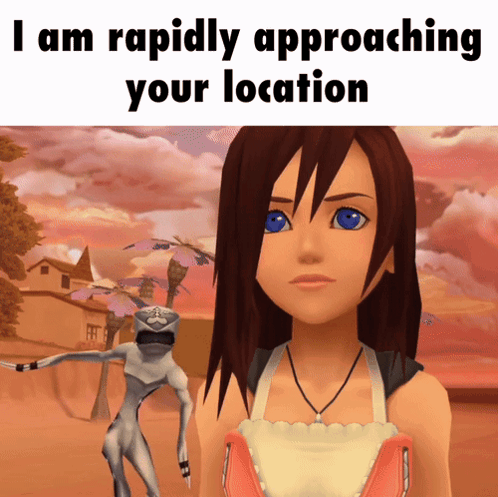 Cartoon Girl With I Am Rapidly Approaching Your Location GIF