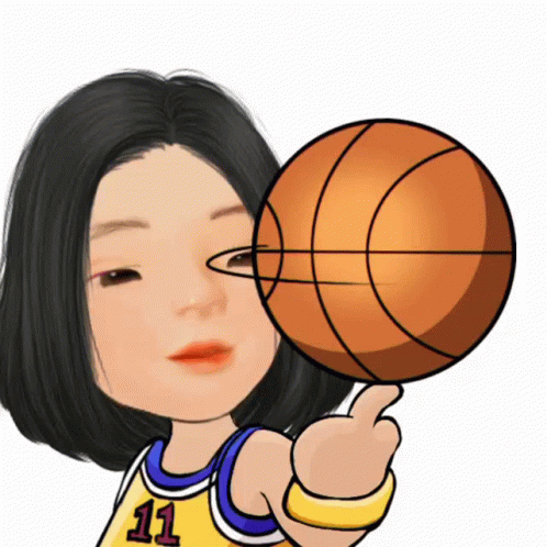 Cartoon Girl With Jersey Number 11 Holding Basketball
