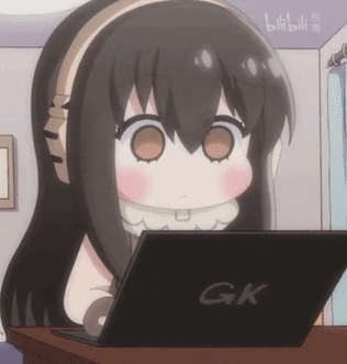 Cartoon Girl With Laptop Saying GK