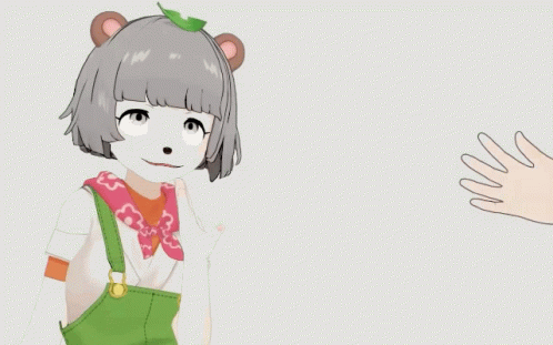 Cartoon Girl with Leaf on Head 待って待って待って