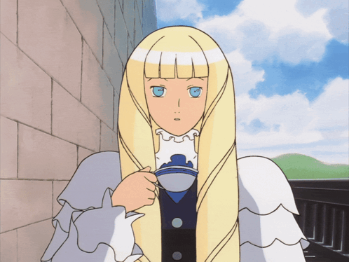 Cartoon Girl With Long Blonde Hair And Blue Eyes GIF