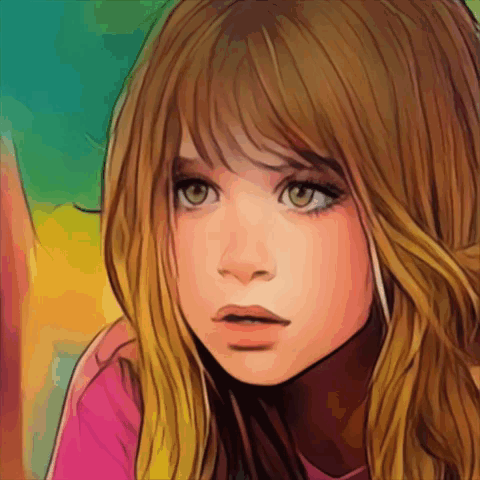 Cartoon Girl With Long Brown Hair and Green Eyes