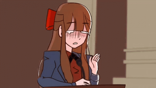 Cartoon Girl With Long Brown Hair And Red Bow GIF