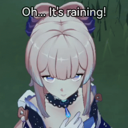 Cartoon Girl With Necklace Saying Oh It's Raining