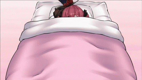 Cartoon Girl with Pacifier Lying in Bed