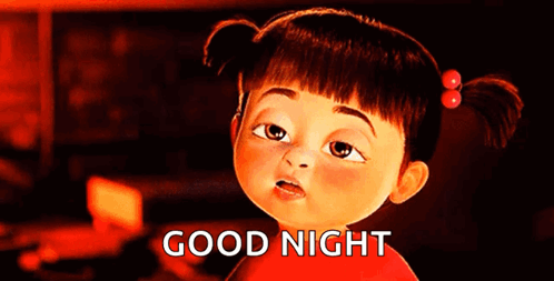 Cartoon Girl with Pigtails Saying Good Night