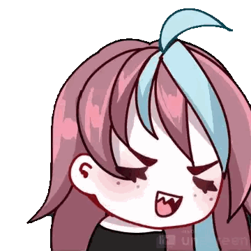 Cartoon Girl with Pink and Blue Hair