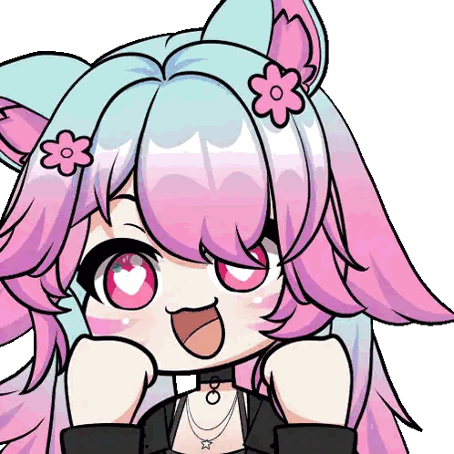 Cartoon Girl with Pink Hair