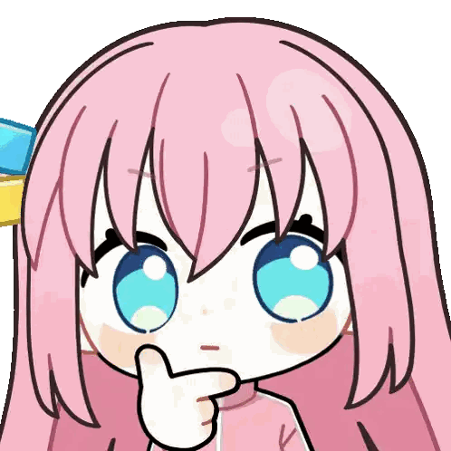 Cartoon Girl with Pink Hair and Blue Eyes