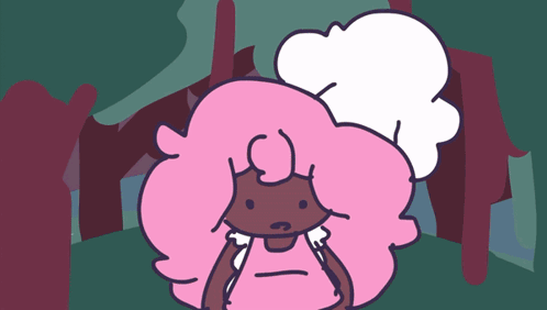 Cartoon Girl with Pink Hair and Chef Hat