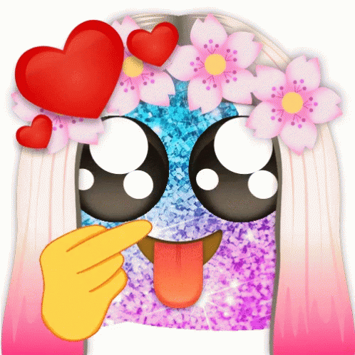 Cartoon Girl With Pink Hair And Flowers GIF