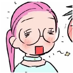 Cartoon Girl with Pink Hair and Glasses Surprised