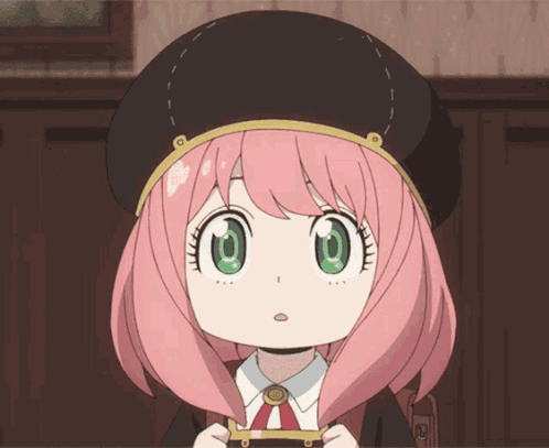 Cartoon Girl with Pink Hair and Green Eyes