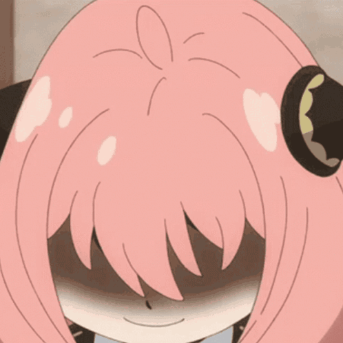 Cartoon Girl with Pink Hair and Heh