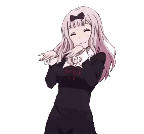 Cartoon Girl with Pink Hair Dancing