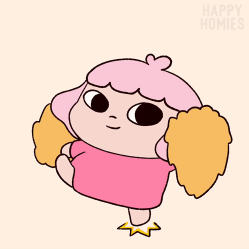 Cartoon Girl With Pink Hair Happy Homies