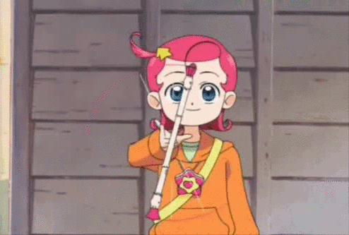 Cartoon Girl With Pink Hair Holding Bow and Arrow