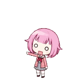 Cartoon Girl With Pink Hair Pointing