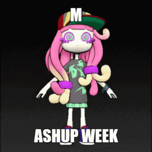 Cartoon Girl with Pink Hair Saying Aship Week