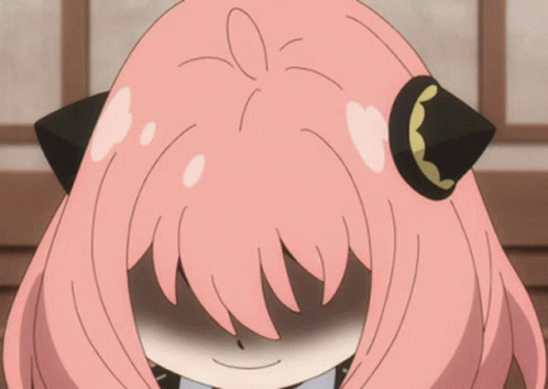 Cartoon Girl with Pink Hair Smiling