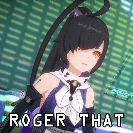 Cartoon Girl With Ponytail Saying Roger That GIF