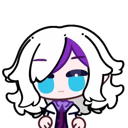 Cartoon Girl with Purple Hair and Blue Eyes