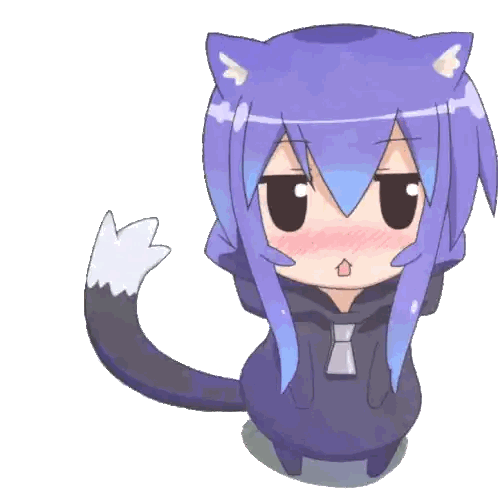 Cartoon Girl With Purple Hair and Cat Ears