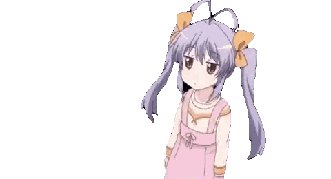 Cartoon Girl with Purple Hair and Pink Dress