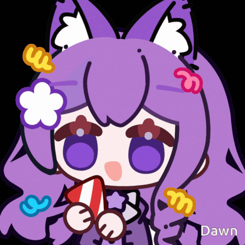 Cartoon Girl with Purple Hair Dawn
