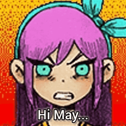 Cartoon Girl With Purple Hair Saying Hi GIF
