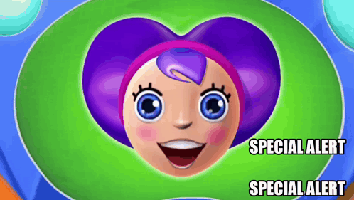 Cartoon Girl With Purple Hair Says Special Alert GIF