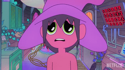 Cartoon Girl with Purple Hat and Netflix Logo