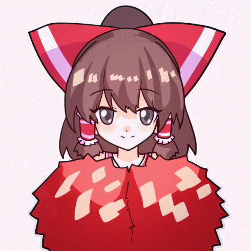 Cartoon Girl With Red And White Bow GIF