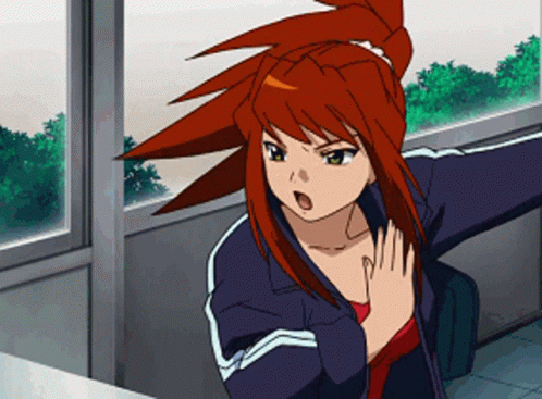Cartoon Girl With Red Hair and Blue Jacket