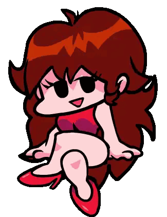Cartoon Girl with Red Hair Sitting