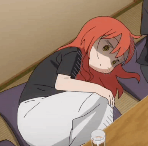 Cartoon Girl with Red Hair Sitting