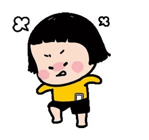 Cartoon Girl with Short Black Hair in Yellow Shirt