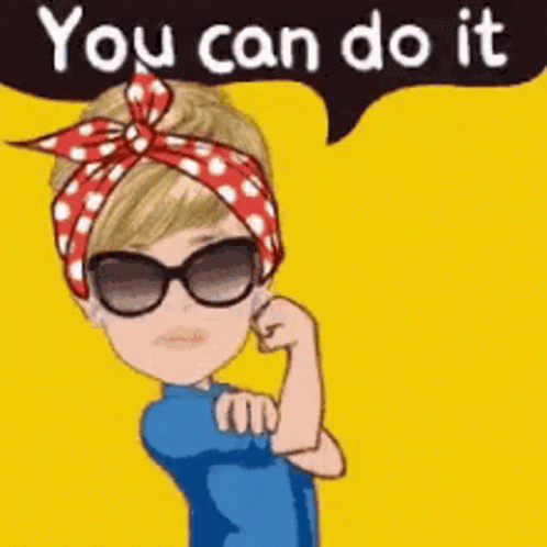 Cartoon Girl With Sunglasses And Red White Headband Flexing Muscles GIF