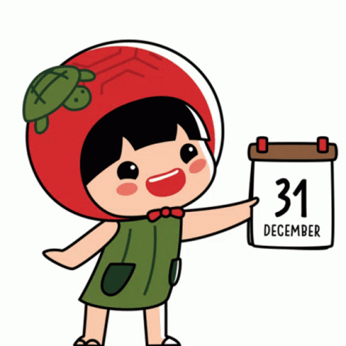 Cartoon Girl With Turtle Hat Holding Calendar Saying Happy 2020