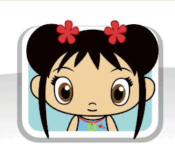 Cartoon Girl With Two Red Flowers in Hair