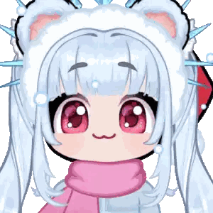 Cartoon Girl with White Hair and Red Eyes