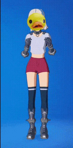 Cartoon Girl with Yellow Duck Head