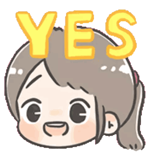 Cartoon Girl With Yes on Head