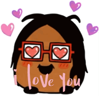 Cartoon Glasses Heart Eyes I Love You