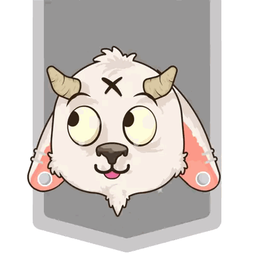 Cartoon Goat with Horns and Cross