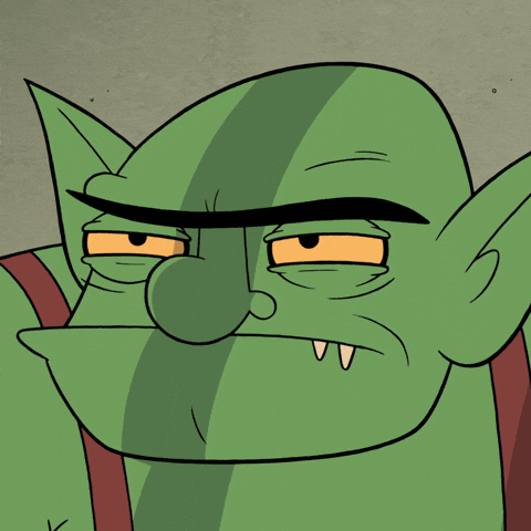 Cartoon Goblin Intense Eyes Living In Cave GIF