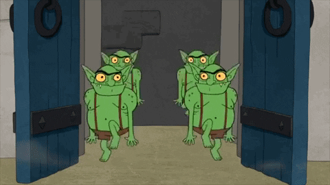 Cartoon Goblins Standing in Doorway